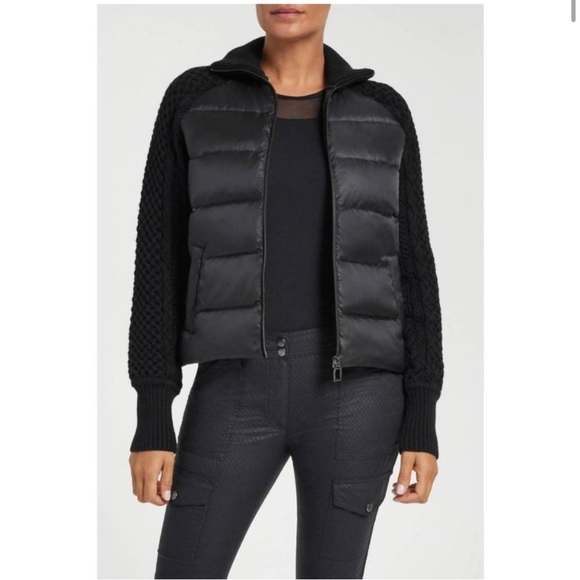 ANATOMIE kit Wool Blend Knit Sweater Down puffer jacket in black Sz M